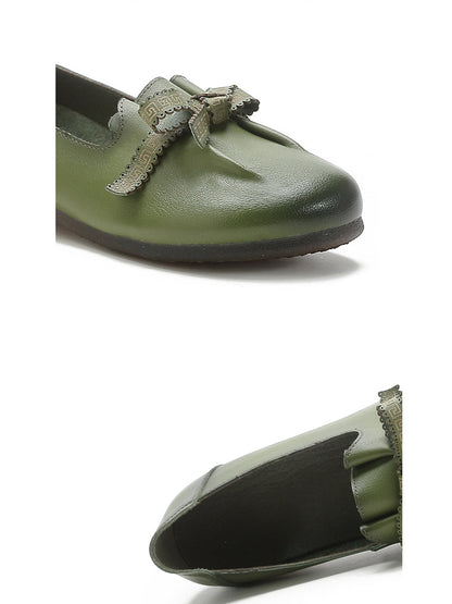 Damskie letnie buty skórzane z kokardą w szpic