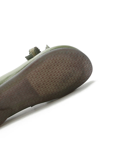Damskie letnie buty skórzane z kokardą w szpic