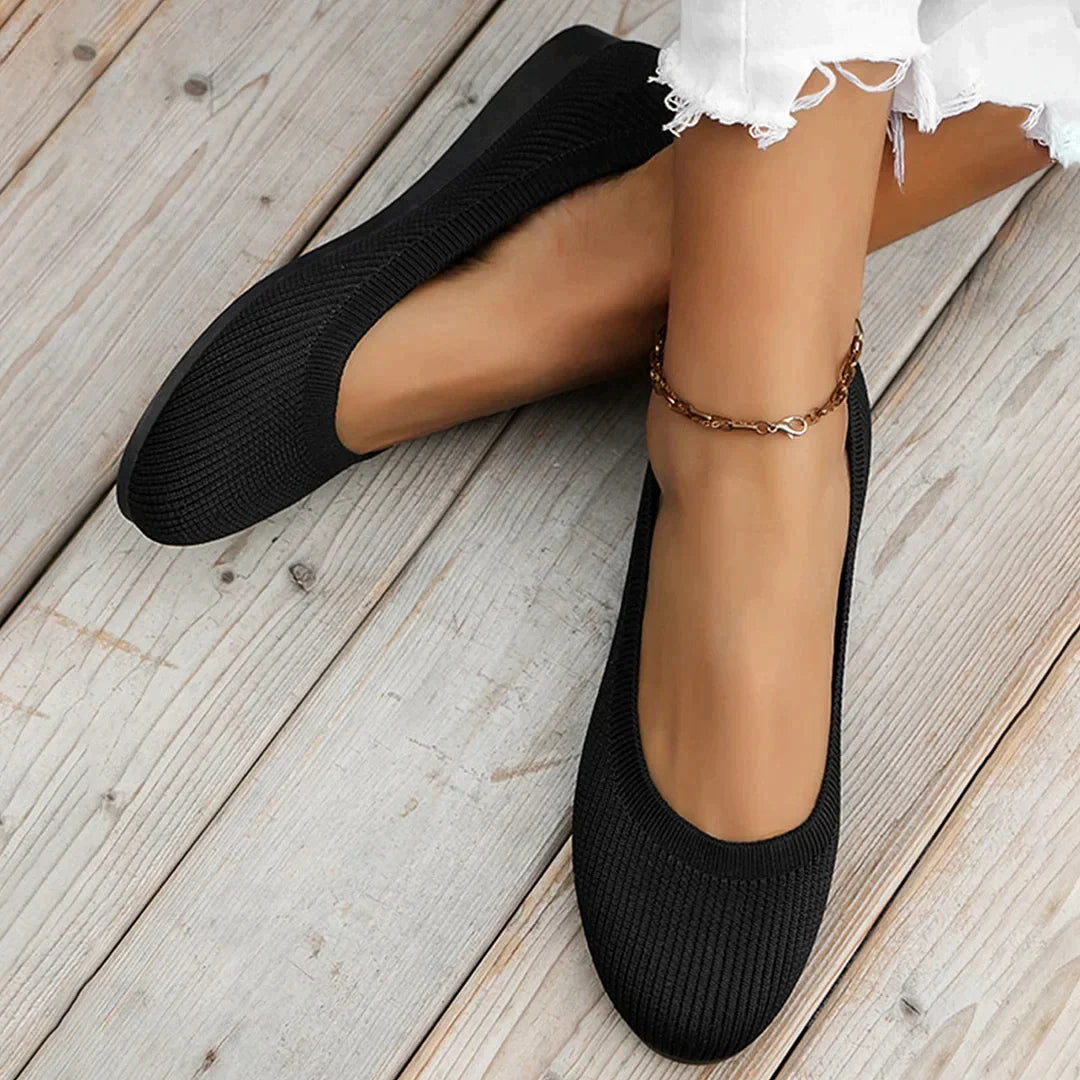 Damskie płaskie buty z dzianiny