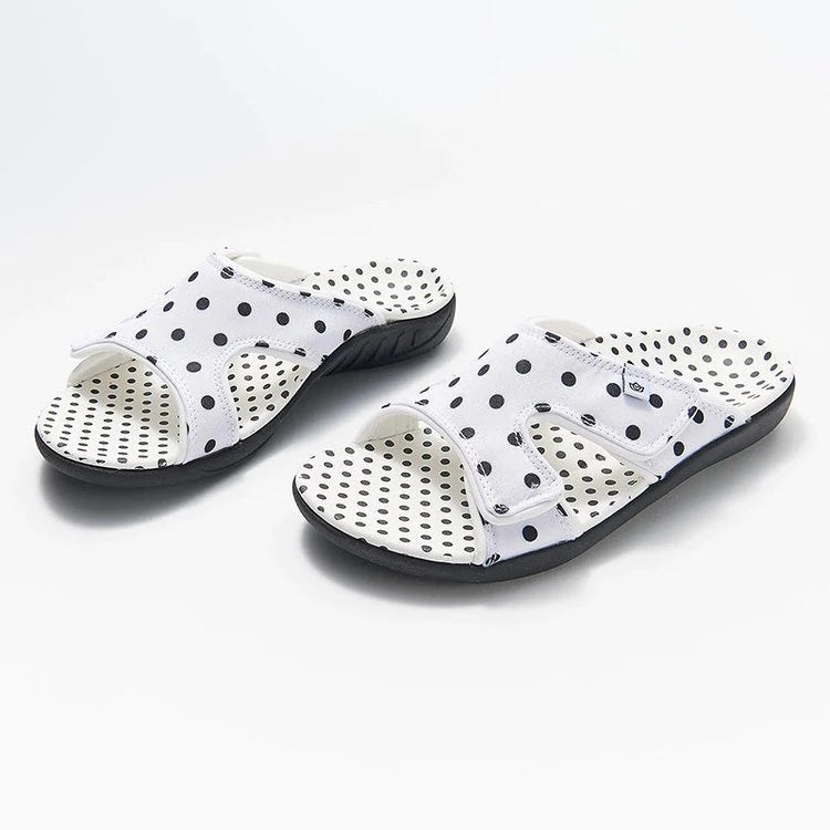 Płaskie sandały Polka Dot Print Open Toe Hook Loop