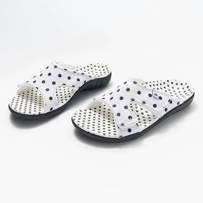 Płaskie sandały Polka Dot Print Open Toe Hook Loop
