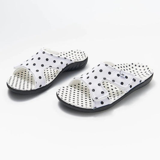 Płaskie sandały Polka Dot Print Open Toe Hook Loop