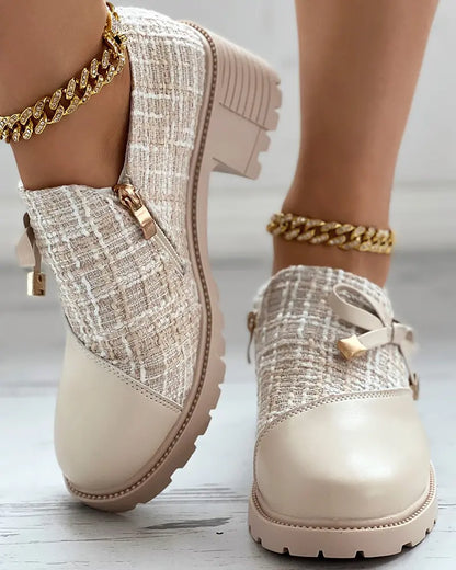 Buty na wysokim obcasie z okrągłym noskiem