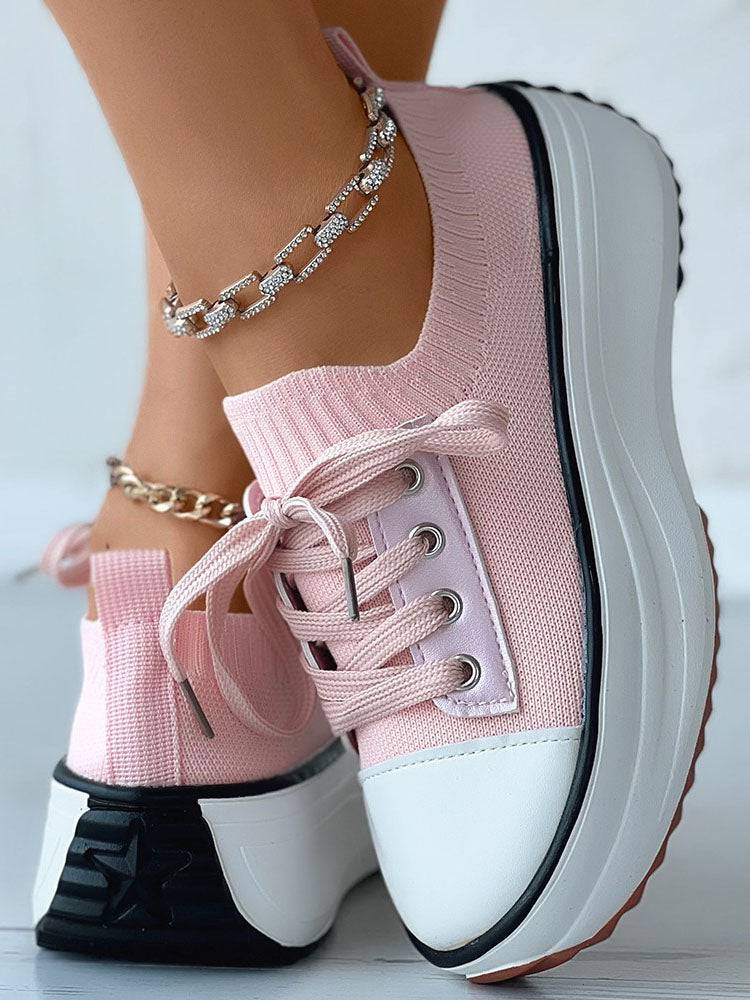 Knit Lace-Up Sneaker - ECHOINE