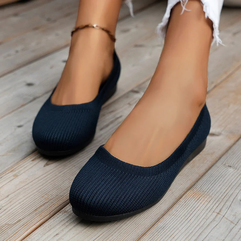Damskie płaskie buty z dzianiny