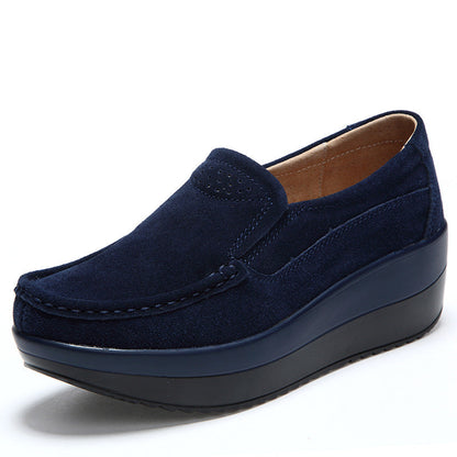 Duży rozmiar damskich butów na platformie Rocker Sole Wedge Suede Slip On Casual Loafers