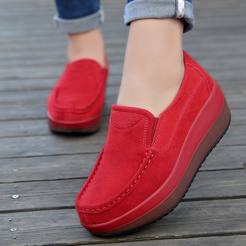 Duży rozmiar damskich butów na platformie Rocker Sole Wedge Suede Slip On Casual Loafers