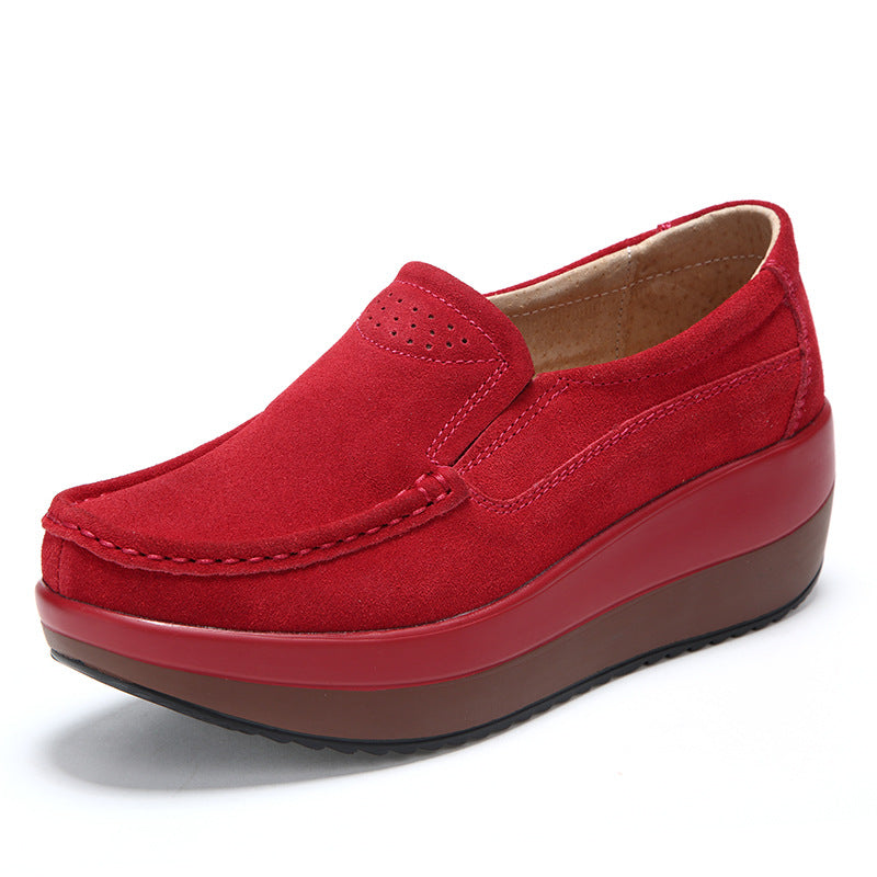 Duży rozmiar damskich butów na platformie Rocker Sole Wedge Suede Slip On Casual Loafers