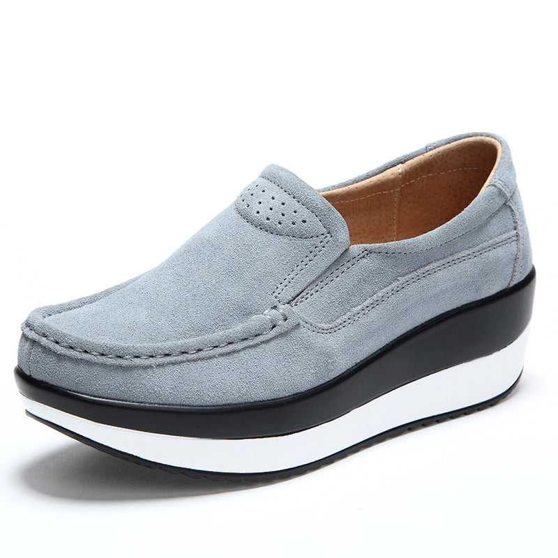Duży rozmiar damskich butów na platformie Rocker Sole Wedge Suede Slip On Casual Loafers
