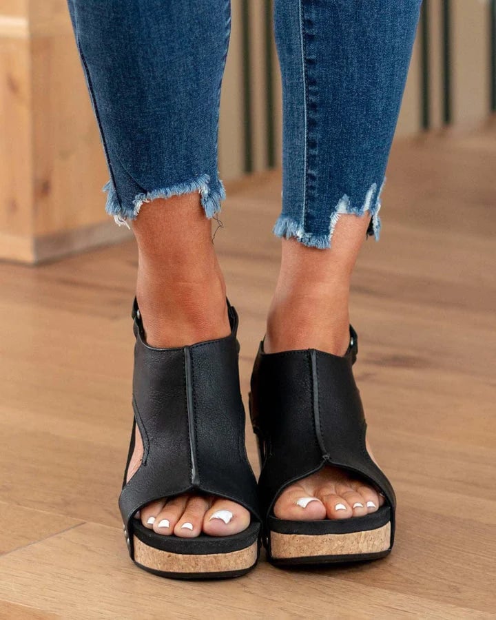 Womens Casual Open Toe Wedge Sandals Zapięcie na pasek na kostce