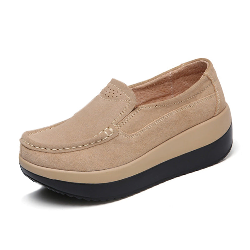 Duży rozmiar damskich butów na platformie Rocker Sole Wedge Suede Slip On Casual Loafers