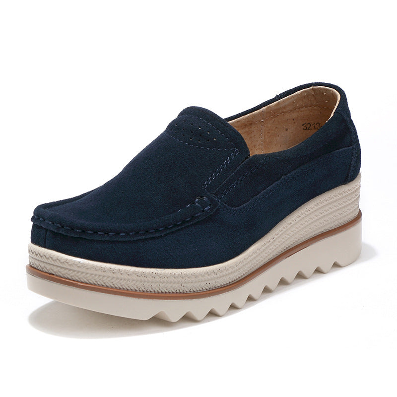 Duży rozmiar damskich butów na platformie Rocker Sole Wedge Suede Slip On Casual Loafers