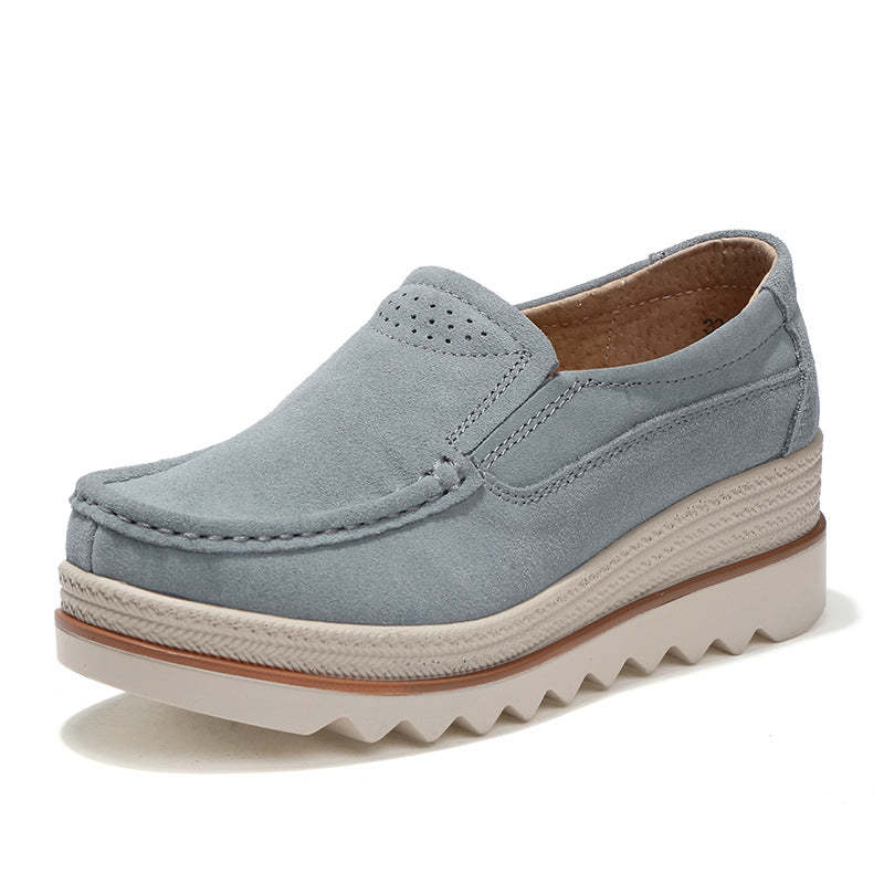 Duży rozmiar damskich butów na platformie Rocker Sole Wedge Suede Slip On Casual Loafers