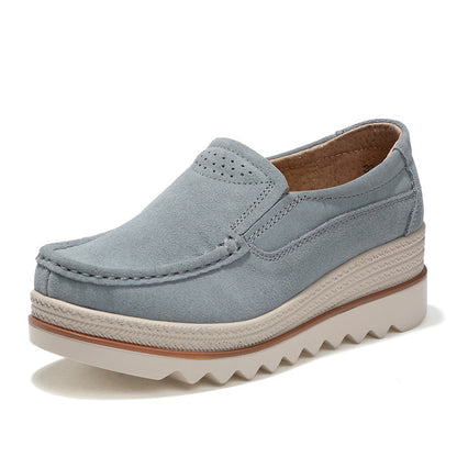 Duży rozmiar damskich butów na platformie Rocker Sole Wedge Suede Slip On Casual Loafers