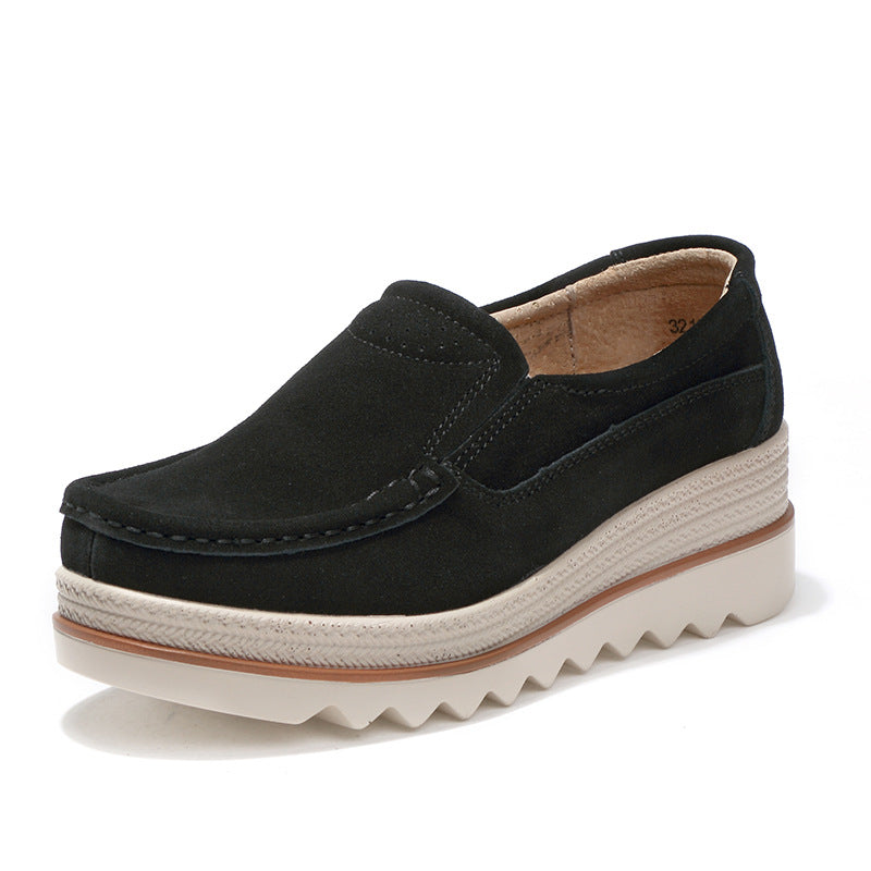 Duży rozmiar damskich butów na platformie Rocker Sole Wedge Suede Slip On Casual Loafers