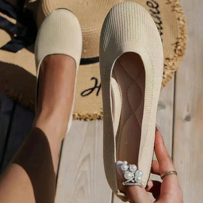 Damskie płaskie buty z dzianiny