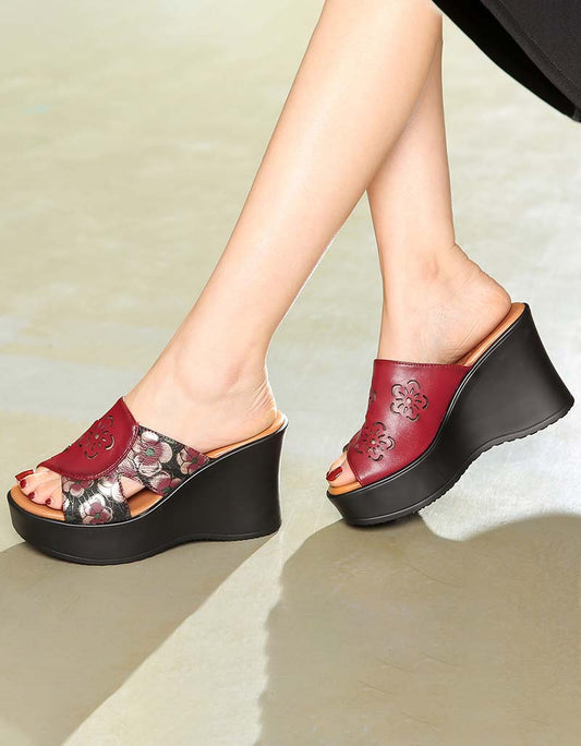 Nowe damskie kliny na platformie w stylu retro