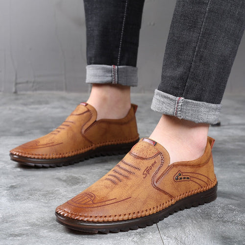 Męskie buty ze skórzaną podeszwą
