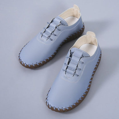 Buty damskie z miękkiej skóry, sznurowane, płaskie
