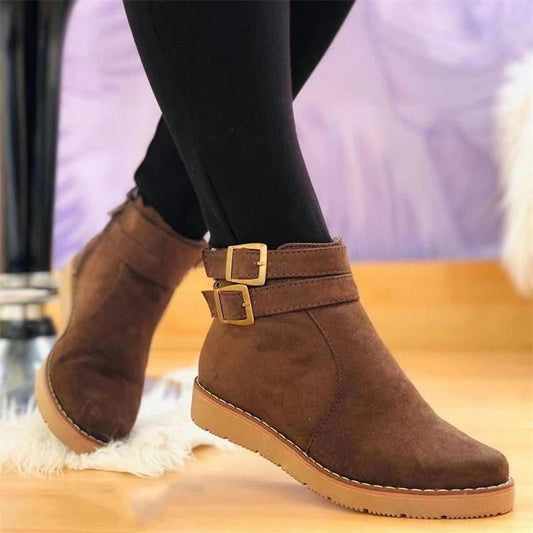 Zamszowe botki za kostkę w stylu retro