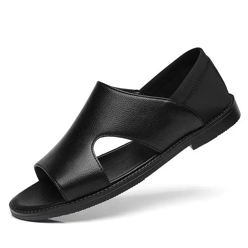 Skórzane sandały męskie Czarne męskie buty letnie