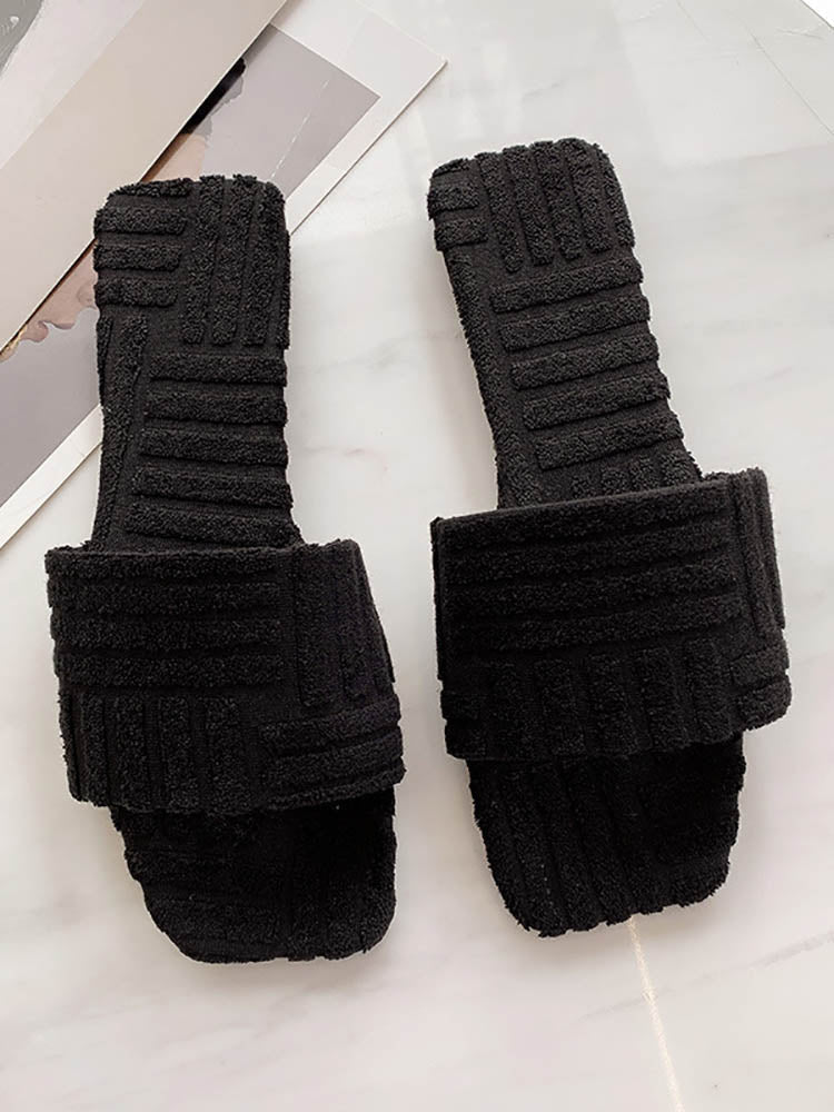 Toweling Flat Heel Slides - ECHOINE