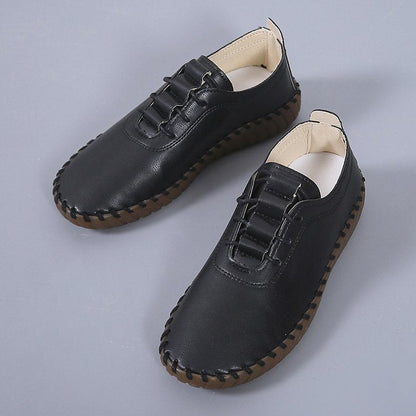 Buty damskie z miękkiej skóry, sznurowane, płaskie