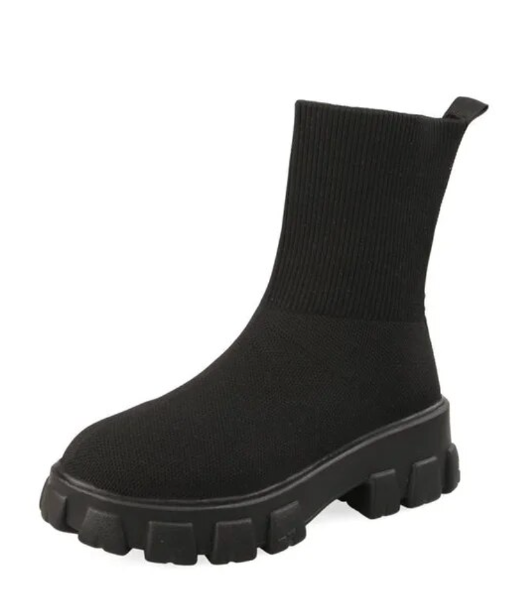Botki za kostkę damskie do połowy łydki Knit Chunky Shoes