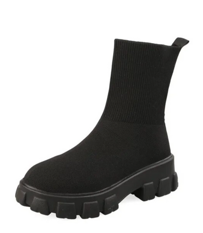 Botki za kostkę damskie do połowy łydki Knit Chunky Shoes