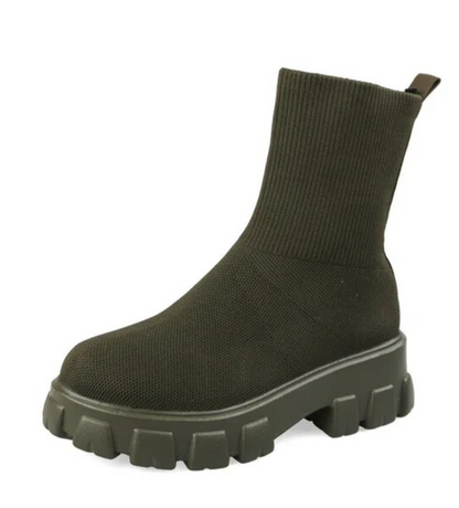 Botki za kostkę damskie do połowy łydki Knit Chunky Shoes
