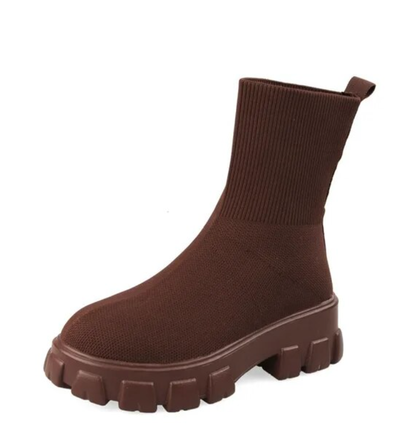 Botki za kostkę damskie do połowy łydki Knit Chunky Shoes