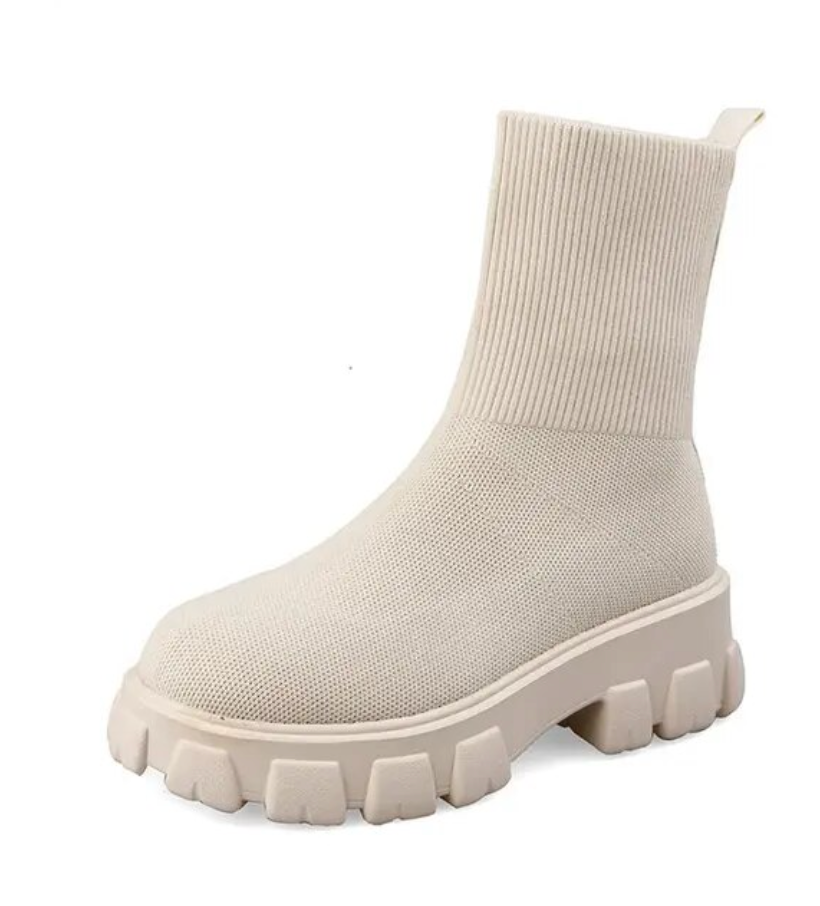 Botki za kostkę damskie do połowy łydki Knit Chunky Shoes