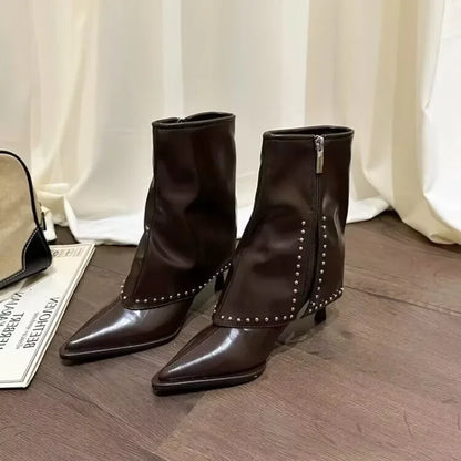 Zimowe buty na szpilce z nitami