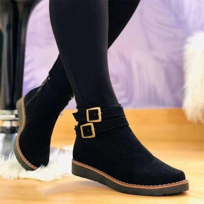 Zamszowe botki za kostkę w stylu retro