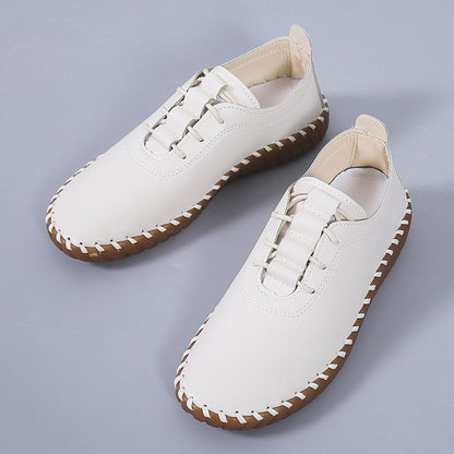 Buty damskie z miękkiej skóry, sznurowane, płaskie