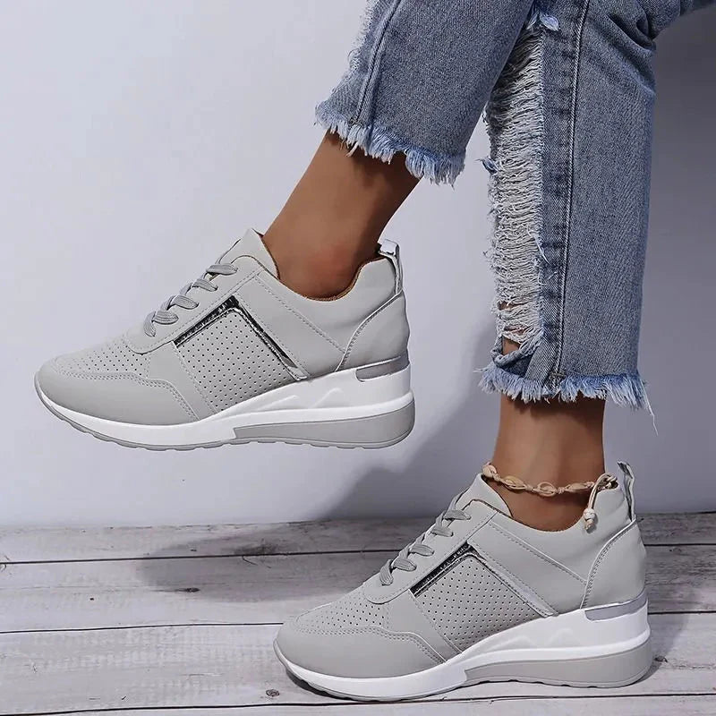 Wedge Sneakers - Lace-Up - Walking - Orthopedic Shoes - Women's Sneakers-Fashion Nora