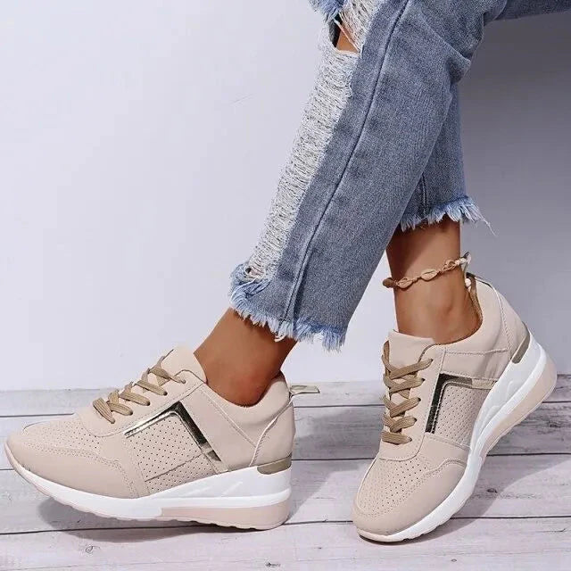Wedge Sneakers - Lace-Up - Walking - Orthopedic Shoes - Women's Sneakers-Fashion Nora