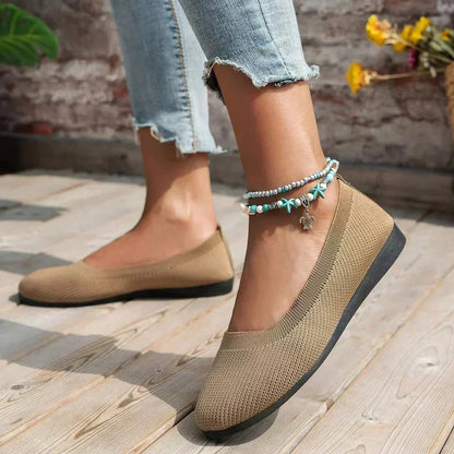 Damskie płaskie buty z dzianiny