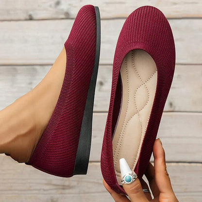 Damskie płaskie buty z dzianiny