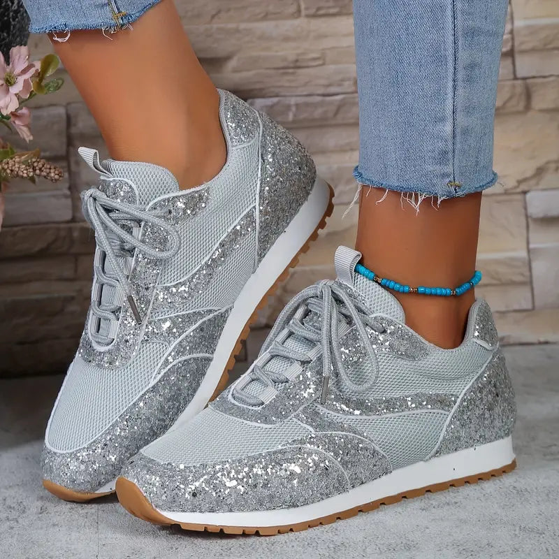 Sneakersy damskie z cekinami