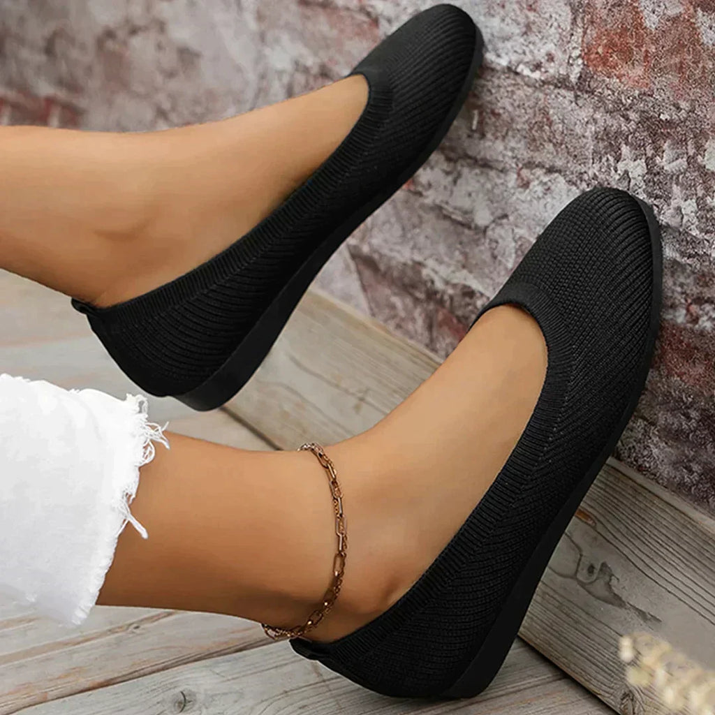 Damskie płaskie buty z dzianiny