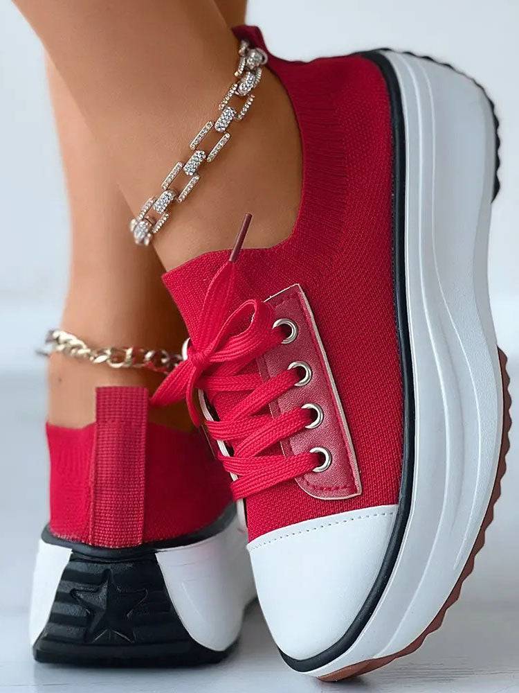 Knit Lace-Up Sneaker - ECHOINE