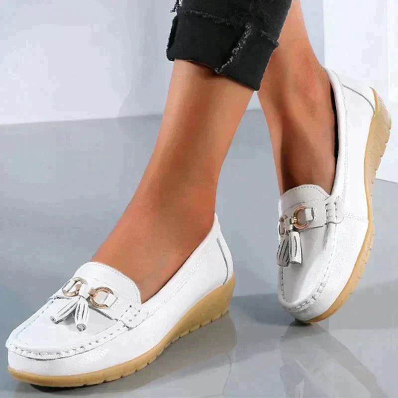 Damskie płaskie buty skórzane buty pielęgniarskie