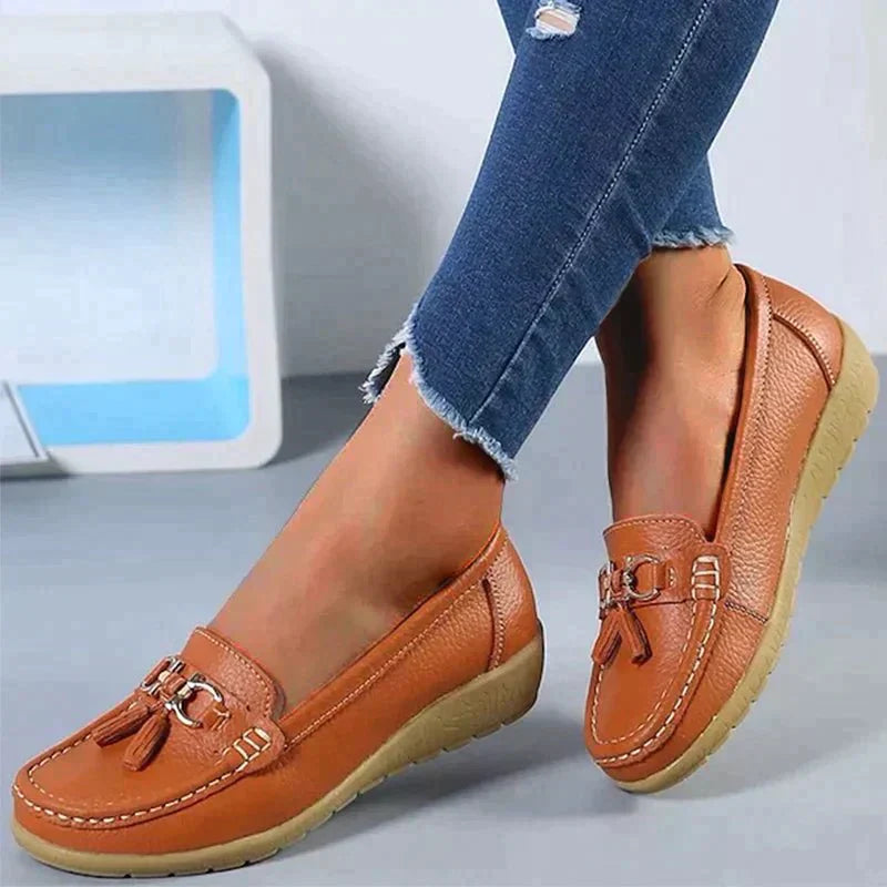 Damskie płaskie buty skórzane buty pielęgniarskie