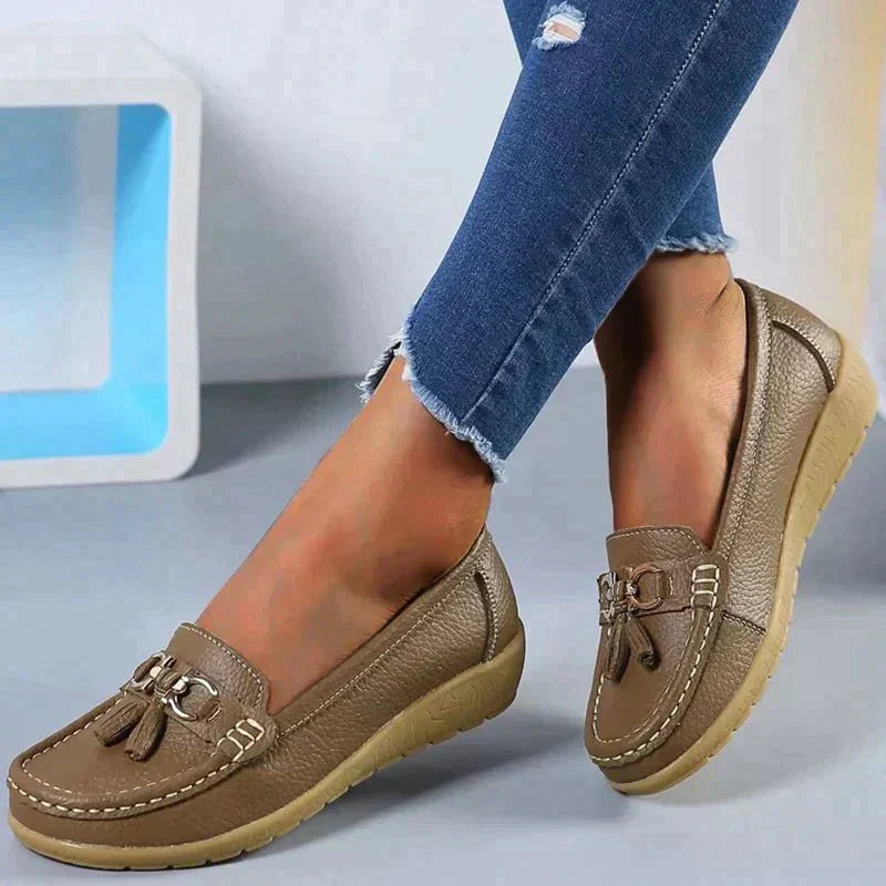 Damskie płaskie buty skórzane buty pielęgniarskie