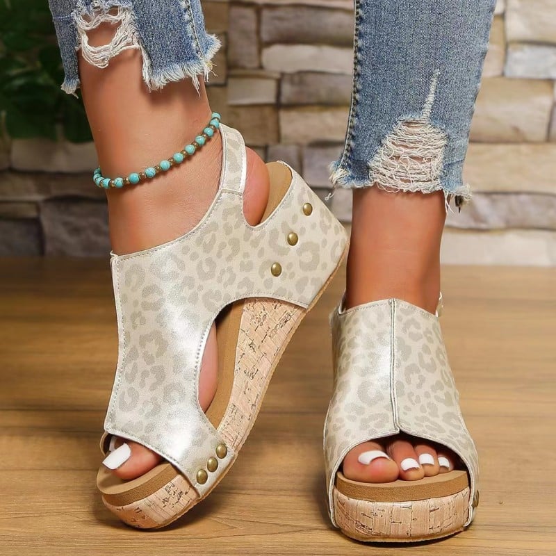 Womens Casual Open Toe Wedge Sandals Zapięcie na pasek na kostce