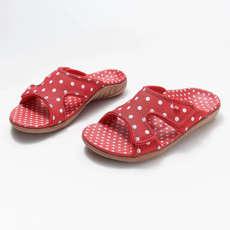 Płaskie sandały Polka Dot Print Open Toe Hook Loop