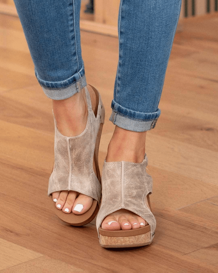 Womens Casual Open Toe Wedge Sandals Zapięcie na pasek na kostce