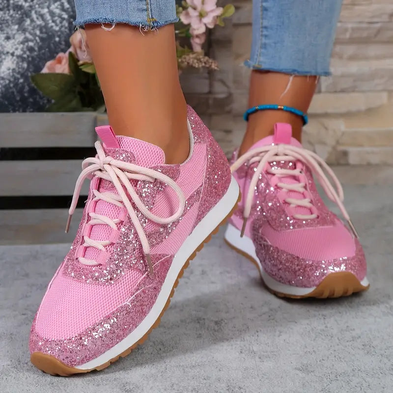 Sneakersy damskie z cekinami