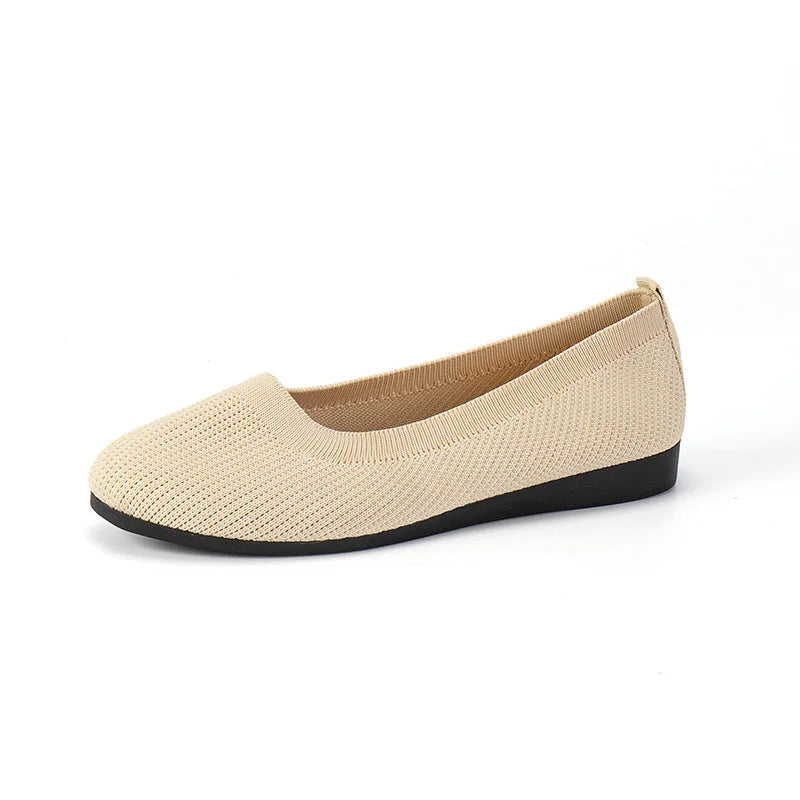 Damskie płaskie buty z dzianiny